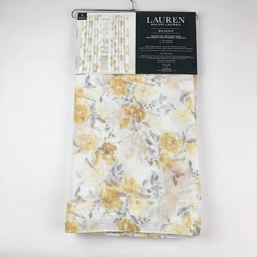 Ralph Lauren Floral Window Panels 50x96 in drapes romantic cottage